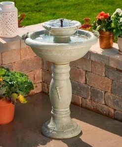 Smart Solar 2-Tier Solar Fountain Bird Bath- Country Gardens