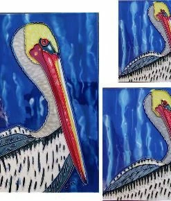 TileCraft Plaques, Stepping Stones & Wall Decor Ceramic Art Tiles-Set Of 3 Pelicans