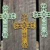The Birdhouse Chick Cast Iron Crosses Set Of 3-Antique And Verde Finish