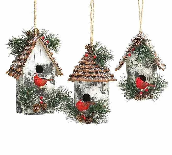 Burton+Burton Large Birdhouse Ornaments Holiday 3 Burton+Burton Large Birdhouse Ornaments Holiday