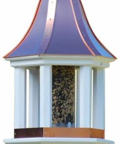 The Birdhouse Chick Copper Roof Bird Feeders Copper Roof Bird Feeder Column Style - 28x12