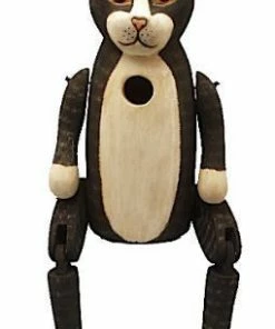 Bobbo Black And White Tall Cat Birdhouse Unique Birdhouses