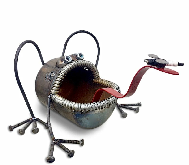 Sugar Post Frog Sculpture With Dragonfly 3 Sugar Post Frog Sculpture With Dragonfly