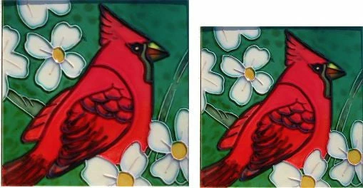 TileCraft Plaques, Stepping Stones & Wall Decor Ceramic Art Tiles-Cardinals Set/2 4 TileCraft Plaques, Stepping Stones & Wall Decor Ceramic Art Tiles-Cardinals Set/2
