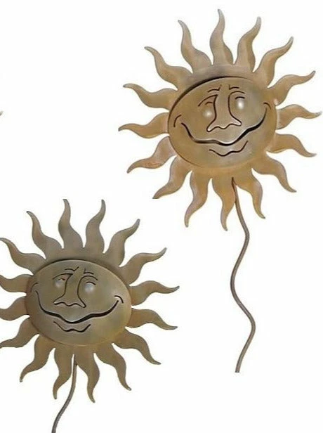 Cricket Forge Garden Stakes & Whirligigs Sun Face Garden Stakes Set/2 3 Cricket Forge Garden Stakes & Whirligigs Sun Face Garden Stakes Set/2
