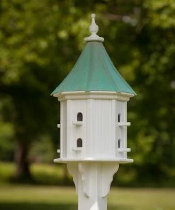 The Birdhouse Chick Copper Roof Dovecote Birdhouse 36x14 Slope- 8 Perches Copper Roof Birdhouses