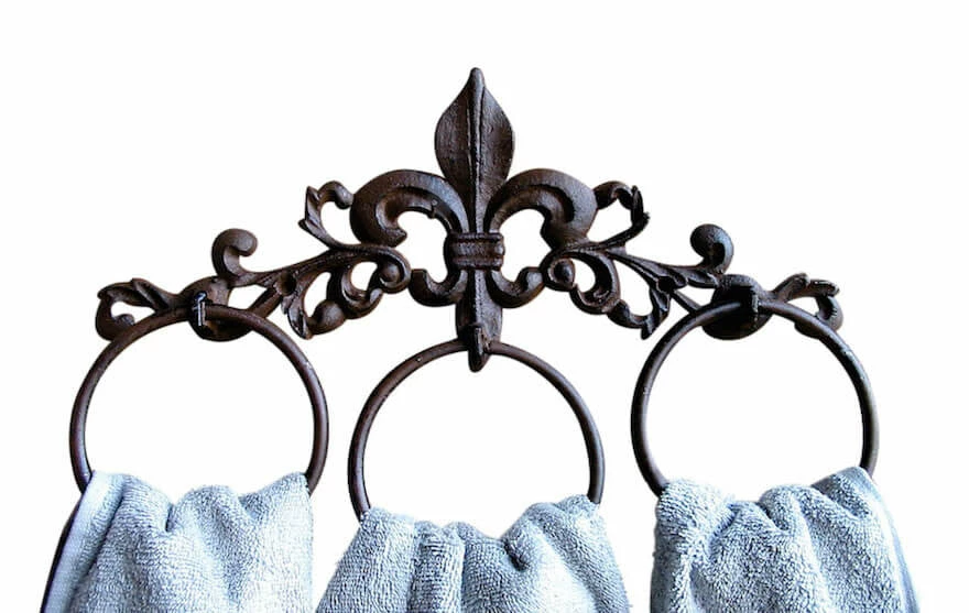 The Birdhouse Chick Fleur De Lis Iron Towel Rack Plaques, Stepping Stones & Wall Decor 3 The Birdhouse Chick Fleur De Lis Iron Towel Rack Plaques, Stepping Stones & Wall Decor
