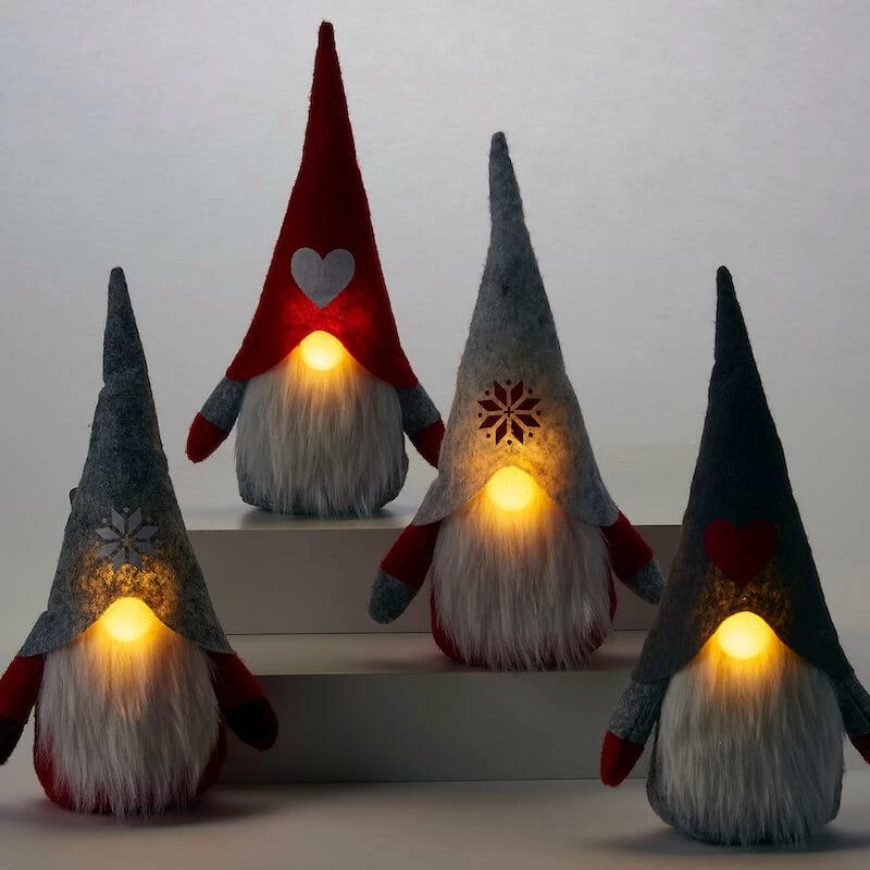 Giftcraft Home & Garden Accents Holiday Gnomes With LED Nose- Set/4 4 Giftcraft Home & Garden Accents Holiday Gnomes With LED Nose- Set/4