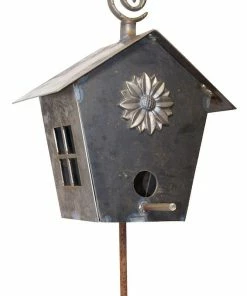 Iron Age Garden Stakes & Whirligigs Hand Forged Birdhouse On Stake