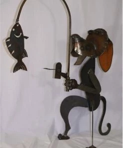 Iron Age Statuary & Sculpture Dog Gone Fishing Garden Sulpture