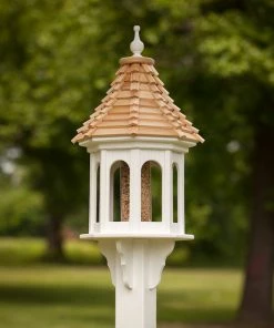 The Birdhouse Chick Vinyl Bird Feeders Large Gazebo Bird Feeder-Vinyl With Cypress Roof 14x36
