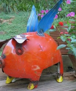 The Birdhouse Chick Statuary & Sculpture Large Flying Pig