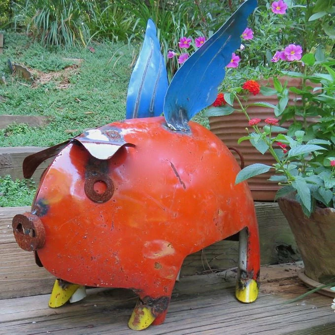 The Birdhouse Chick Statuary & Sculpture Large Flying Pig 4 The Birdhouse Chick Statuary & Sculpture Large Flying Pig