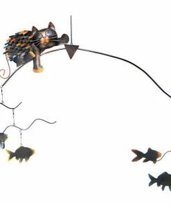 Gift Essentials Garden Stakes & Whirligigs Spiky Cat With Fish Mobile/Garden Stake