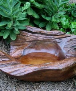 The Birdhouse Chick Natural Teak Ground Bird Bath Deck & Ground Bird Baths