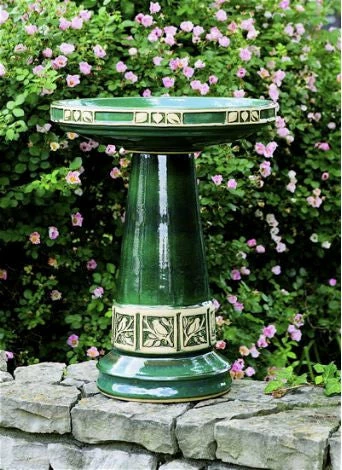 Burley Clay Zanesville Bird Bath With Locking Top- 2 Colors 4 Burley Clay Zanesville Bird Bath With Locking Top- 2 Colors
