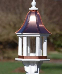 The Birdhouse Chick Copper Roof Bird Feeders Copper Roof Bird Feeder Column Style - 28x12