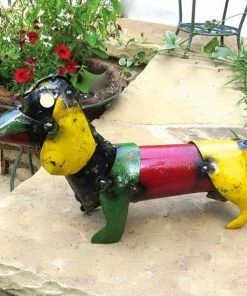The Birdhouse Chick Dachshund Recycled Metal Yard Art