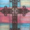 The Birdhouse Chick Plaques, Stepping Stones & Wall Decor Large Cast Iron Cross With Scrolling Detail-17.5 Inch