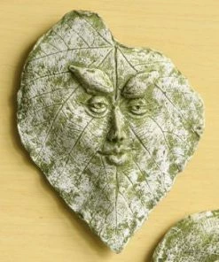 Ancient Graffiti Ceramic Leaf Spirits Plaque