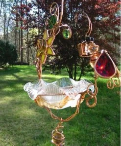 Popular Hanging Dish Feeder/Mini Bath Stained Glass