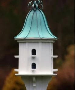 The Birdhouse Chick Copper Roof Birdhouses Copper Roof Dovecote Birdhouse 36x14 Ribbon Detail- 8 Perches