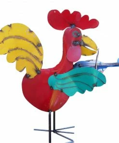 The Birdhouse Chick Jamming Roosters Metal Yard Art Statuary & Sculpture