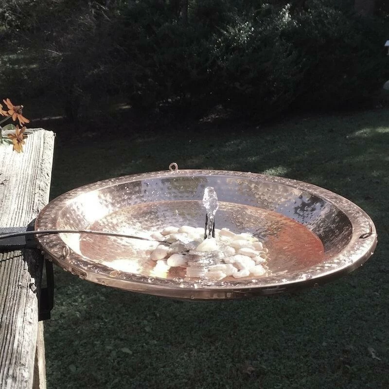 The Birdhouse Chick Solar Bubbler Copper Bird Bath W/ Hanger 3 The Birdhouse Chick Solar Bubbler Copper Bird Bath W/ Hanger
