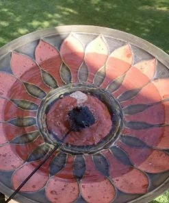 The Birdhouse Chick Red Petals Solar Bubbler Bird Bath