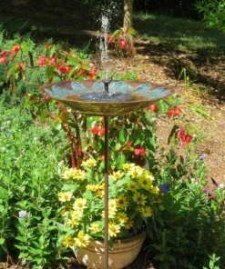 The Birdhouse Chick Staked & Pedestal Bird Baths Brass Leaves Solar Bubbler Bird Bath 11 The Birdhouse Chick Staked & Pedestal Bird Baths Brass Leaves Solar Bubbler Bird Bath