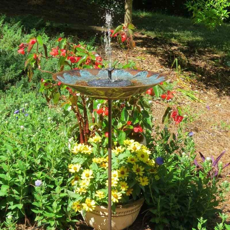 The Birdhouse Chick Staked & Pedestal Bird Baths Brass Leaves Solar Bubbler Bird Bath 6 The Birdhouse Chick Staked & Pedestal Bird Baths Brass Leaves Solar Bubbler Bird Bath