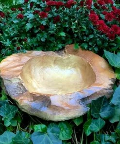 The Birdhouse Chick Resin/Teak Ground Bath Deck & Ground Bird Baths