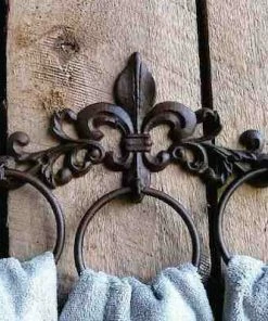 The Birdhouse Chick Fleur De Lis Iron Towel Rack Plaques, Stepping Stones & Wall Decor